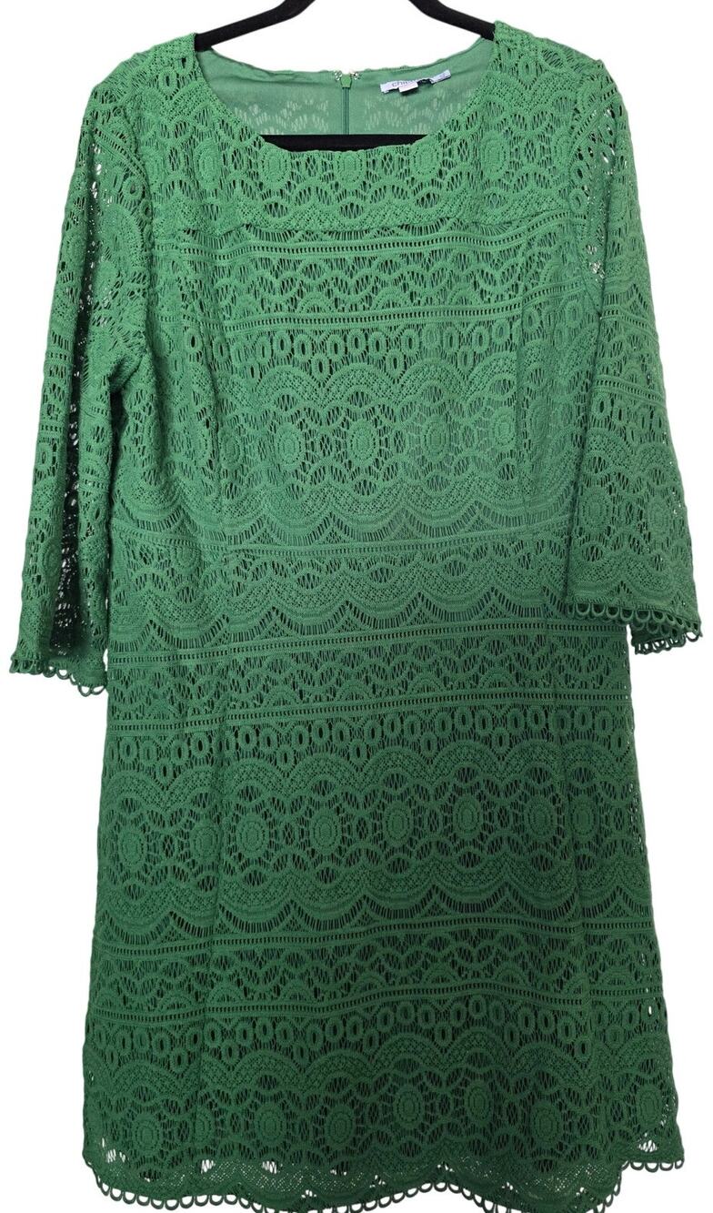 Chico's Lace Fit and Flare Dress in Kelly Green size 2.5 (14)